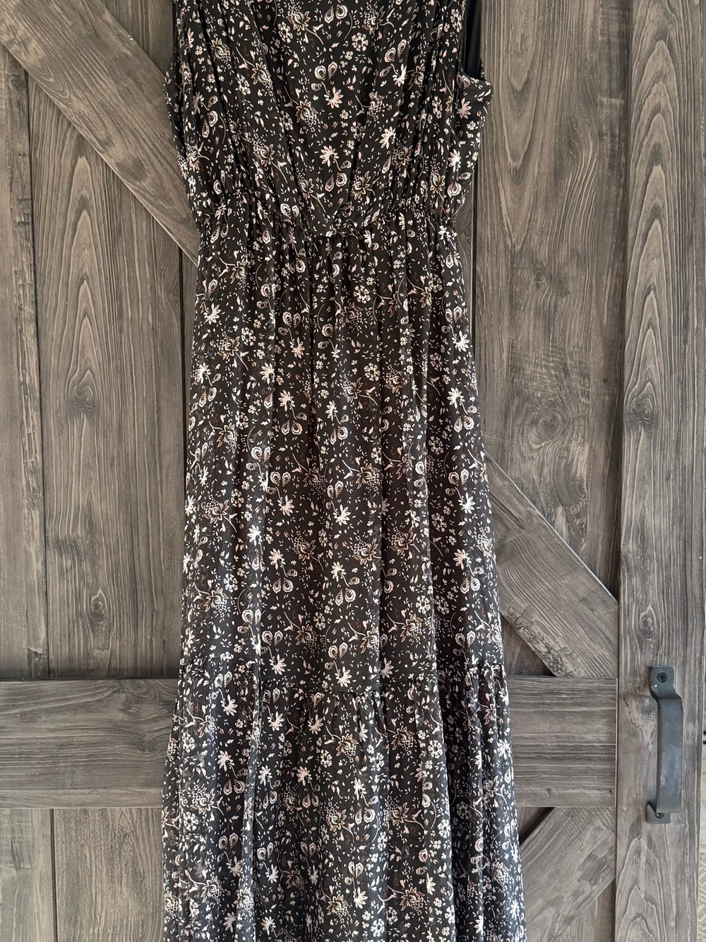 Women's Black Floral Maxi Dress - Sleeveless Tiered Summer Dress